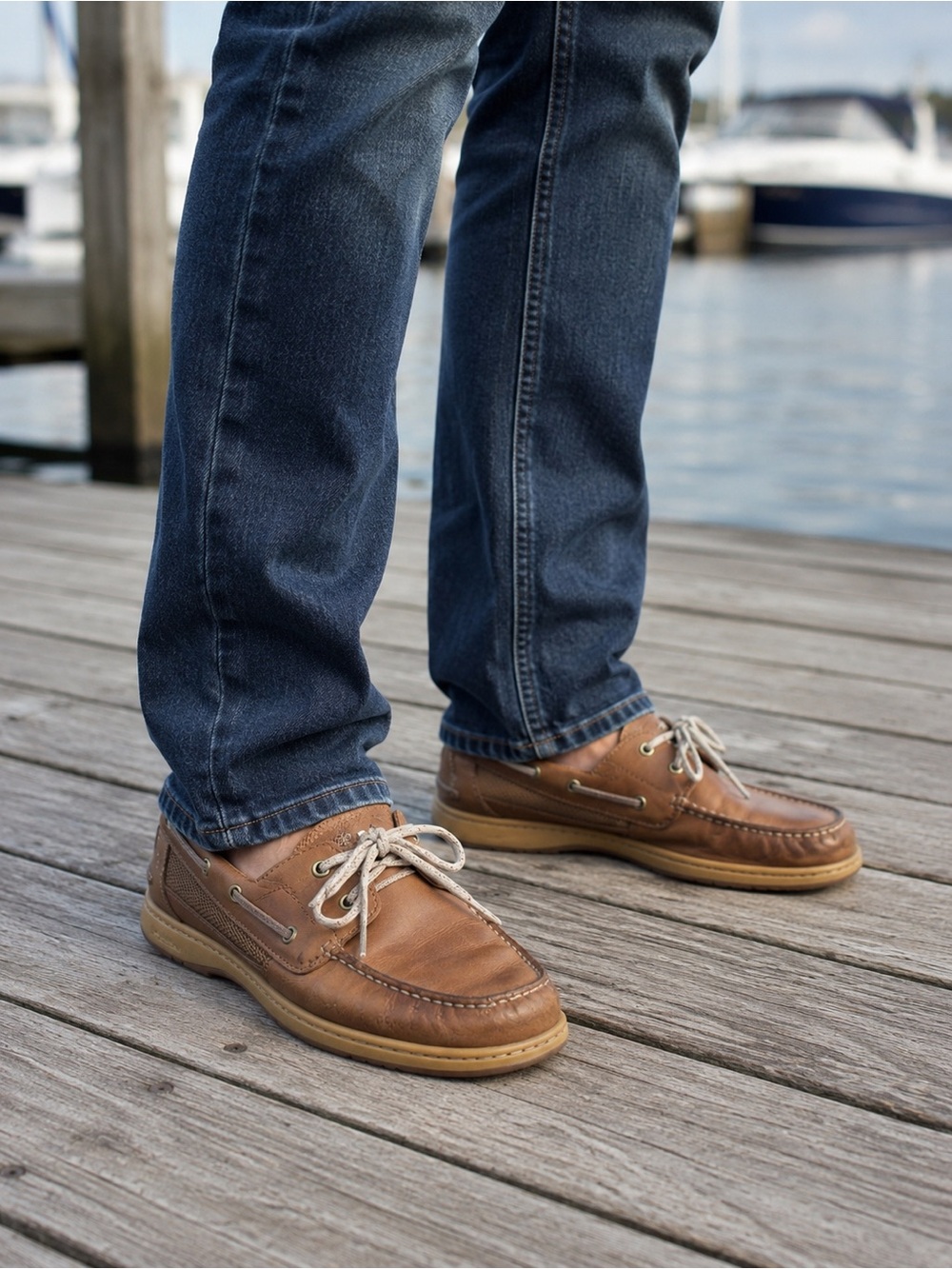 ROCKPORT Men's Brown Leather Boat Shoes Sz 12 Quality Trusted Brand Anti- Slip